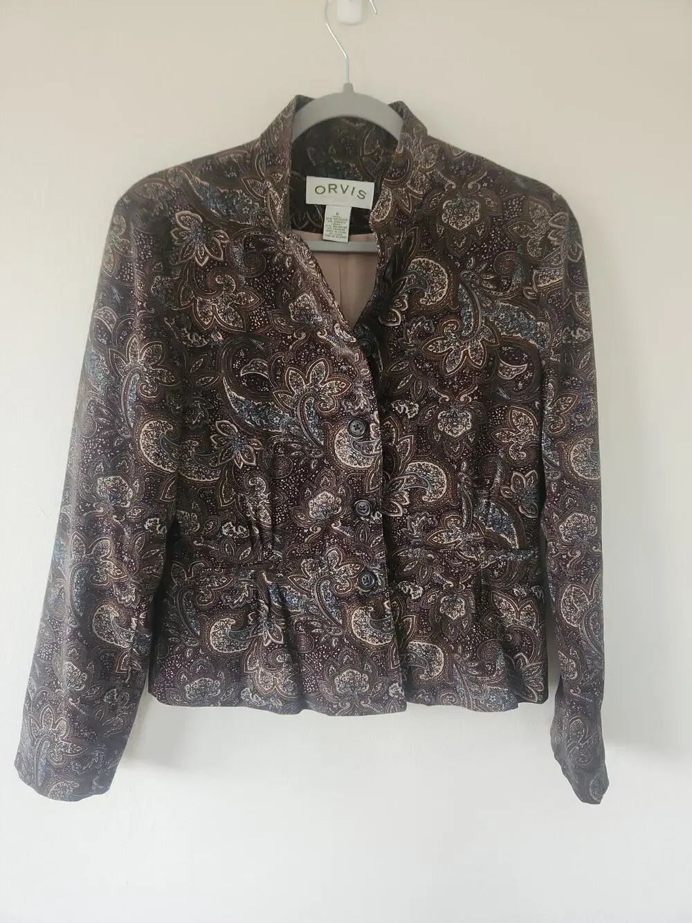 Orvis Women's Blazer Jacket Size 6 Brown Polyester Blend Button-Up Lined